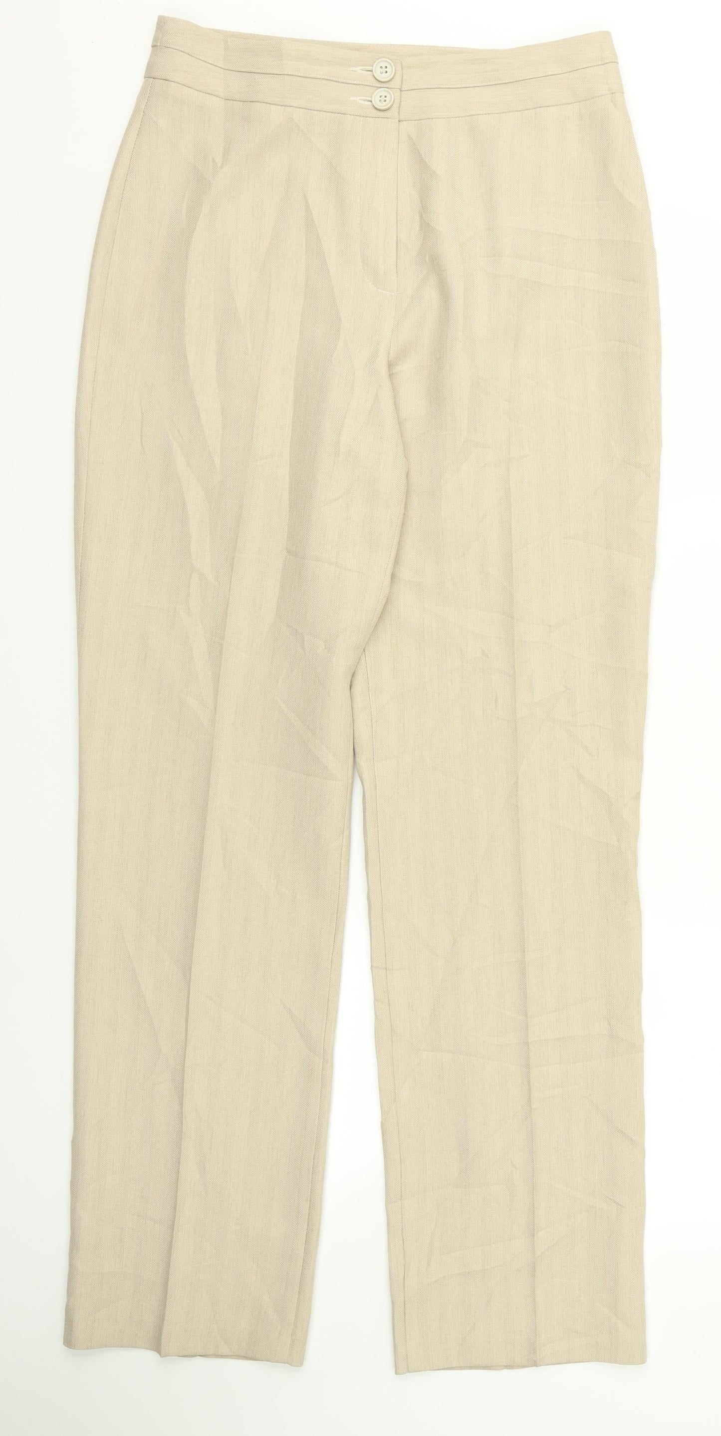 m&s Womens Beige  Rayon Trousers  Size 30 L30 in