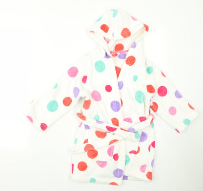 m&s Girls White Polka Dot Rayon  Robe Size M