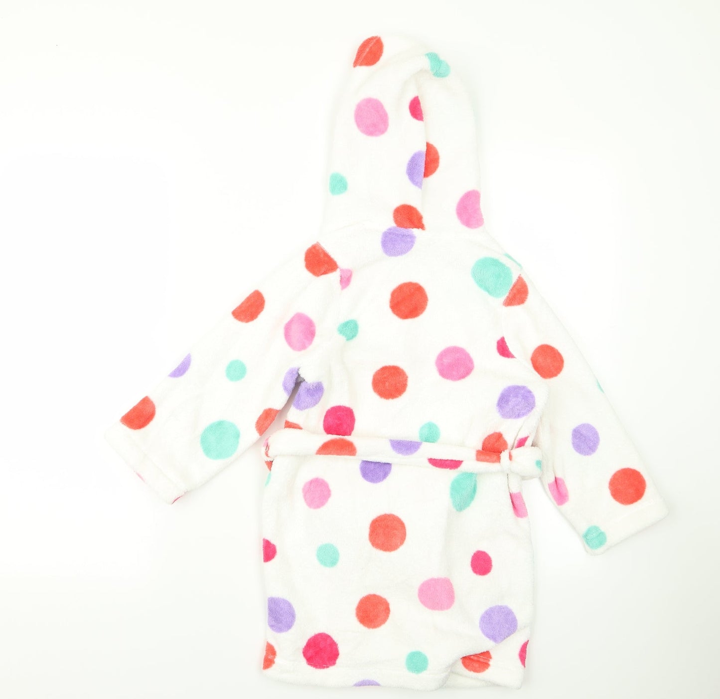 m&s Girls White Polka Dot Rayon  Robe Size M