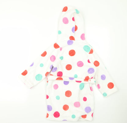 m&s Girls White Polka Dot Rayon  Robe Size M