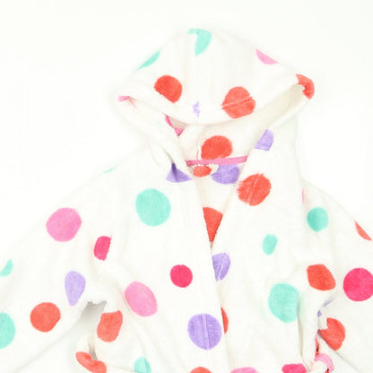 m&s Girls White Polka Dot Rayon  Robe Size M