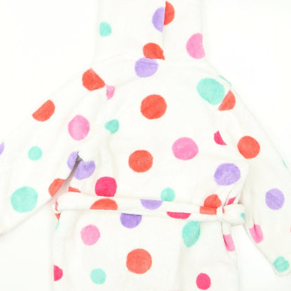 m&s Girls White Polka Dot Rayon  Robe Size M