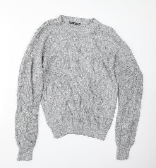 Boohoo Womens Grey  Knit Pullover Jumper Size 14
