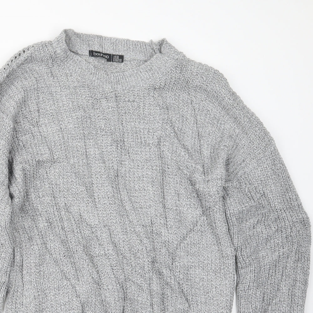 Boohoo Womens Grey  Knit Pullover Jumper Size 14