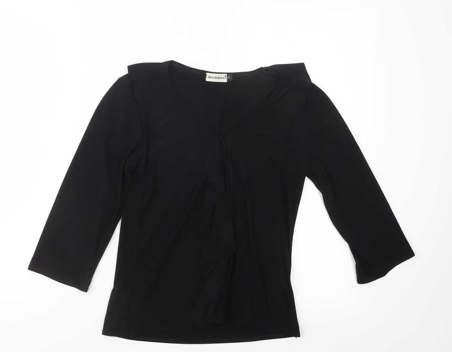 Womens UK Size S BASSINI Black Basic T-Shirt