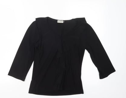 Womens UK Size S BASSINI Black Basic T-Shirt