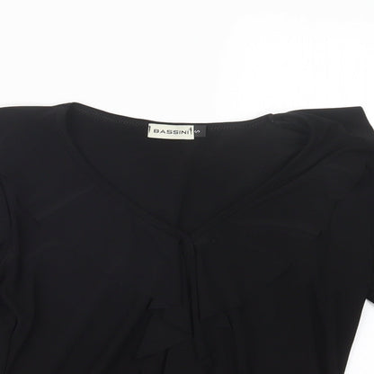 Womens UK Size S BASSINI Black Basic T-Shirt