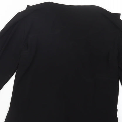Womens UK Size S BASSINI Black Basic T-Shirt