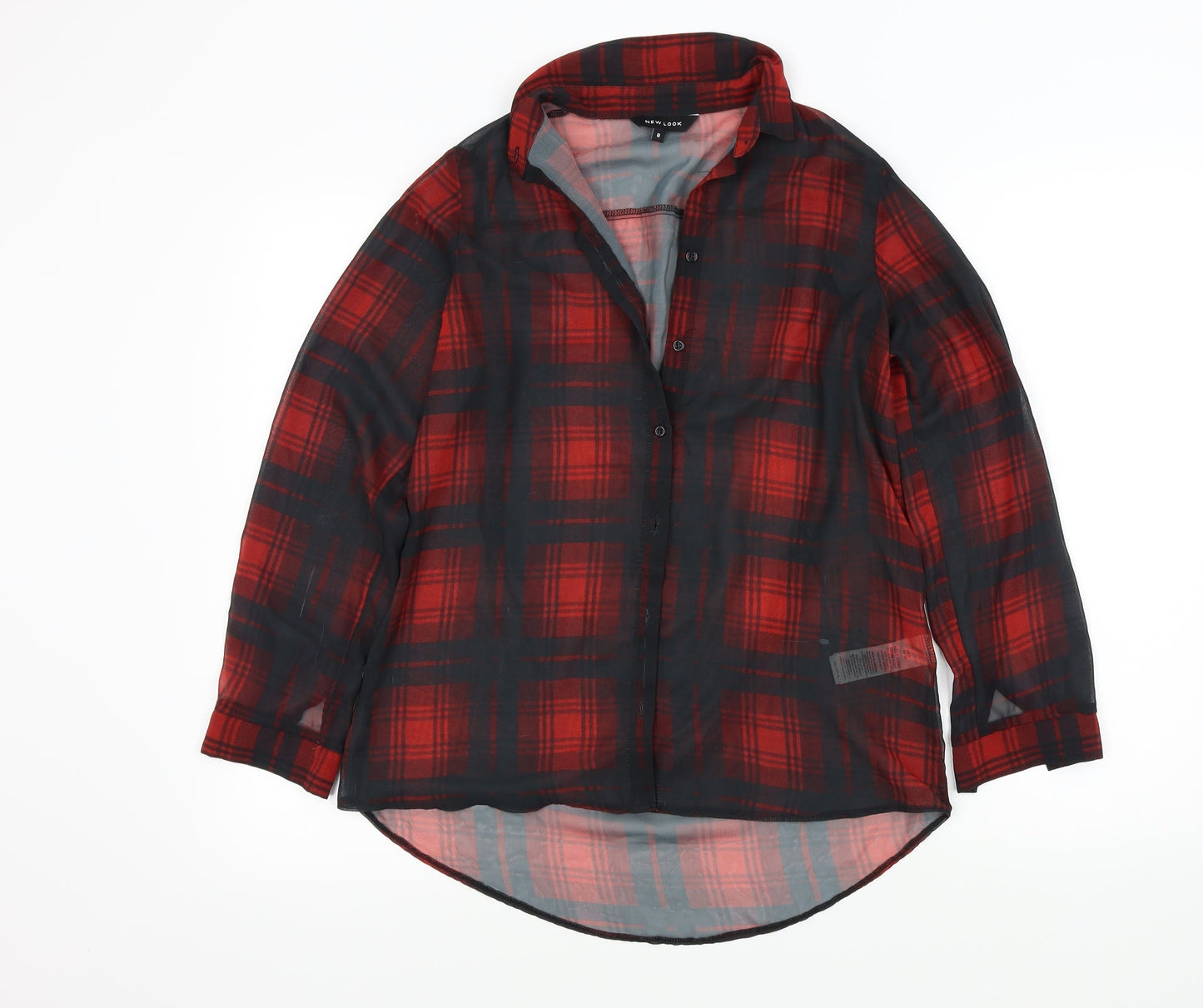 Womens UK Size 8 New Look Red Basic Button-Up