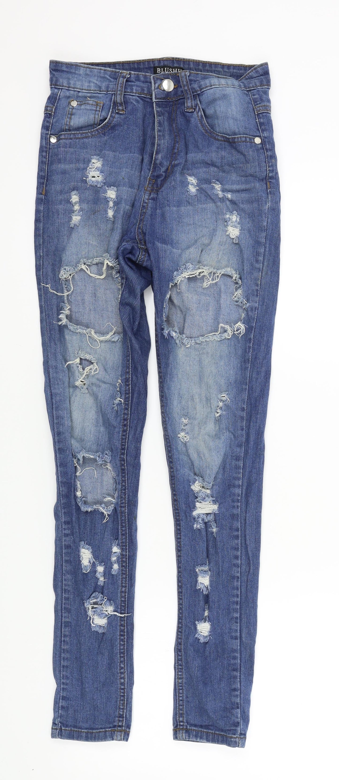 Blush Womens Blue   Skinny Jeans Size S L27 in - Distressed