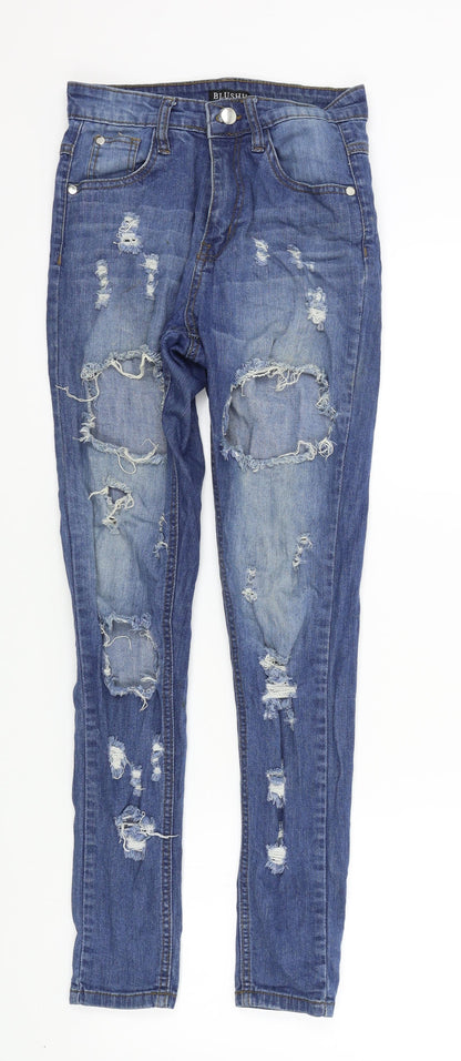 Blush Womens Blue   Skinny Jeans Size S L27 in - Distressed