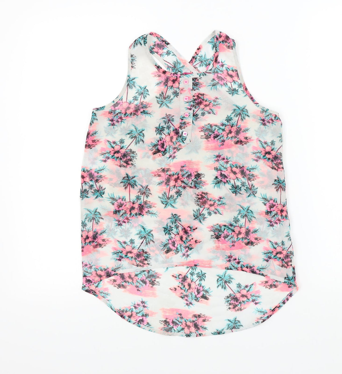 Additional front view of YD girls’ white floral basic blouse, size 10, years