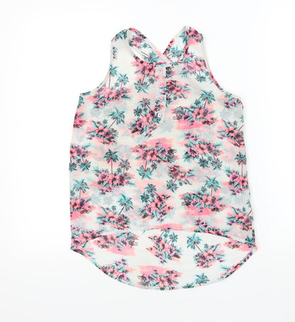 Additional front view of YD girls’ white floral basic blouse, size 10, years