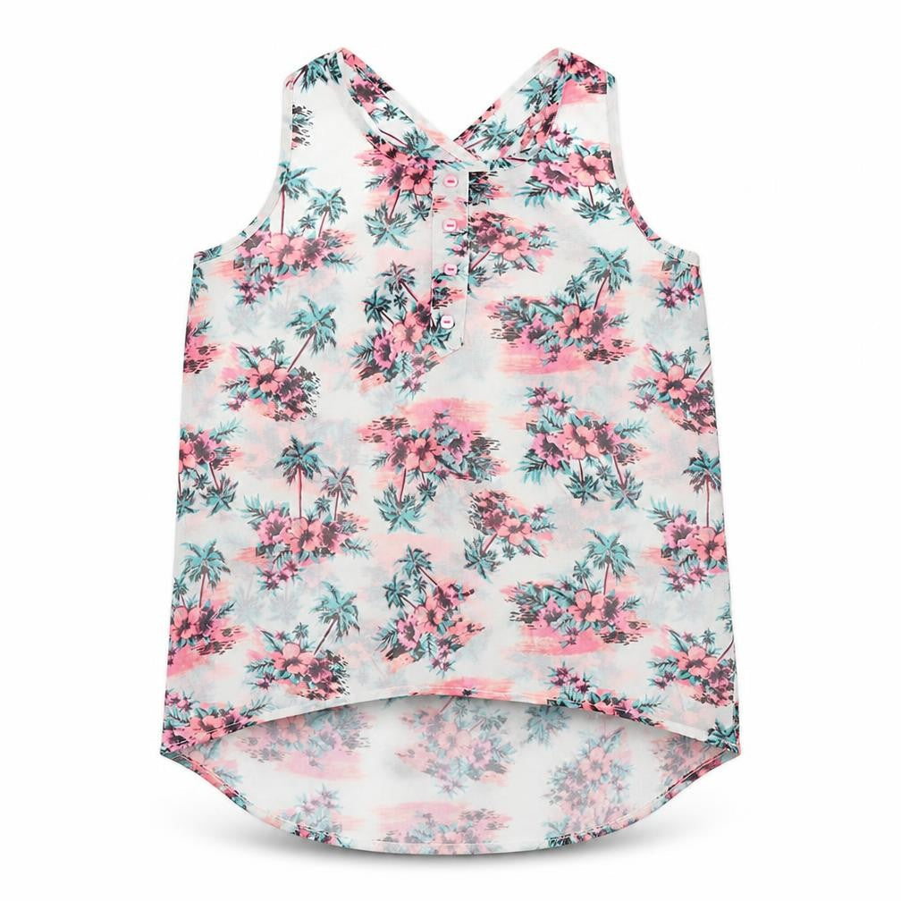 Front view of YD girls’ white floral basic blouse, size 10, years