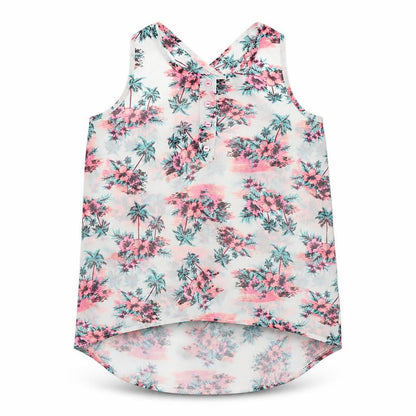 Front view of YD girls’ white floral basic blouse, size 10, years