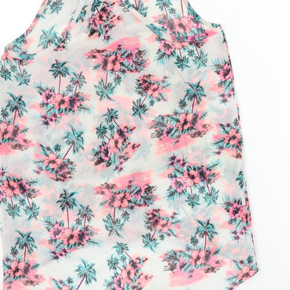 Brand and care label for YD girls’ white floral basic blouse, size 10, years