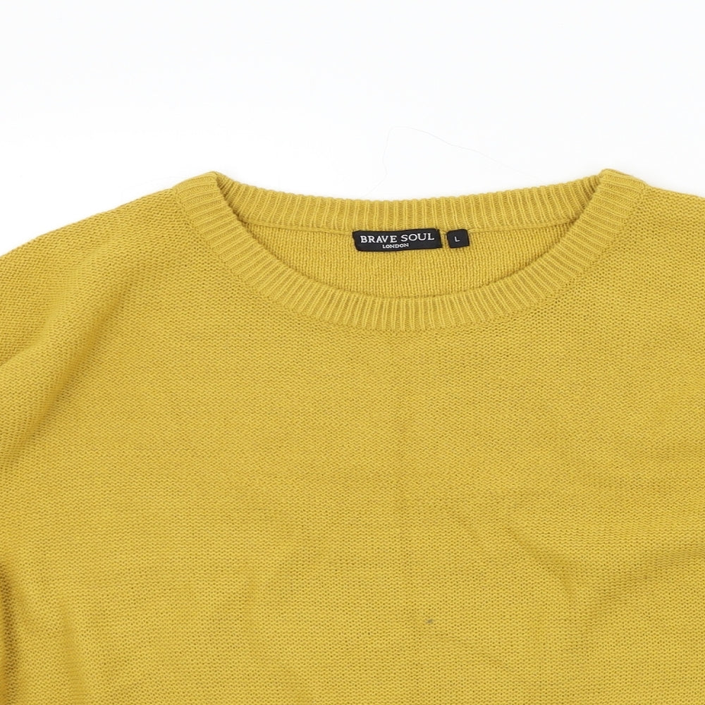 Brave Soul Womens Yellow   Pullover Jumper Size L