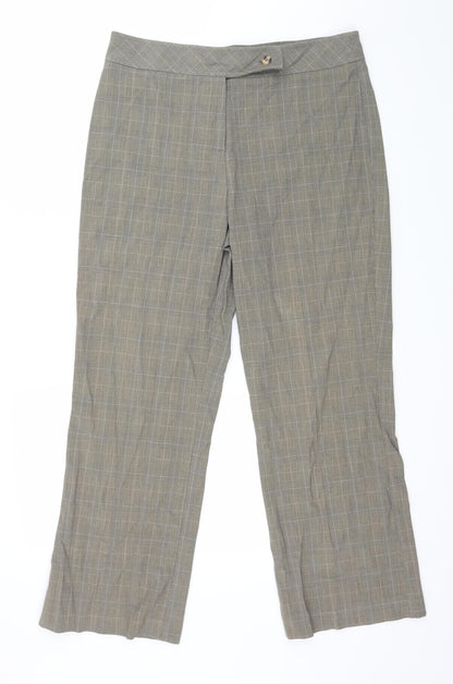 Mia Moda Womens Grey Check  Trousers  Size 14 L27 in