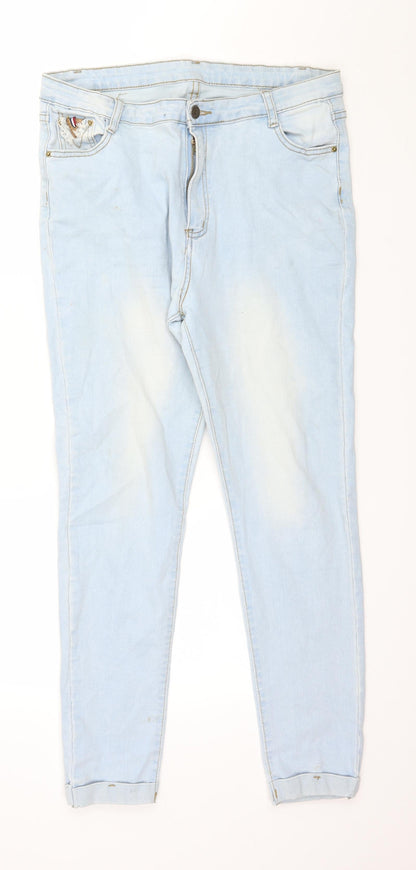 SheIn Womens Blue  Denim Straight Jeans Size XL L27 in