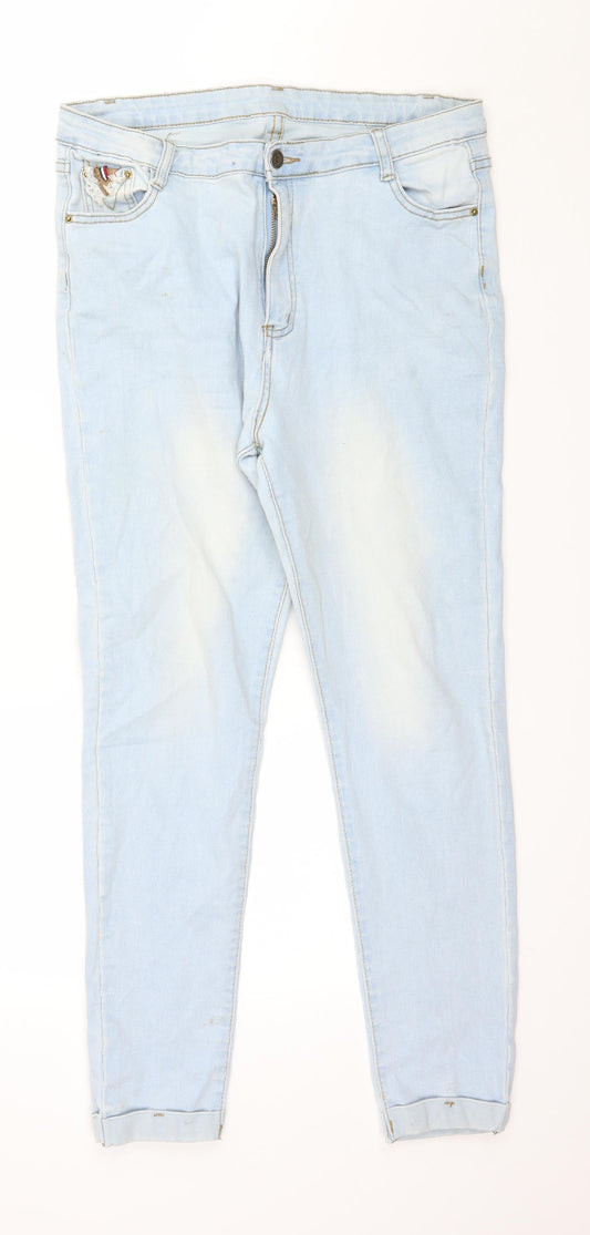 SheIn Womens Blue  Denim Straight Jeans Size XL L27 in