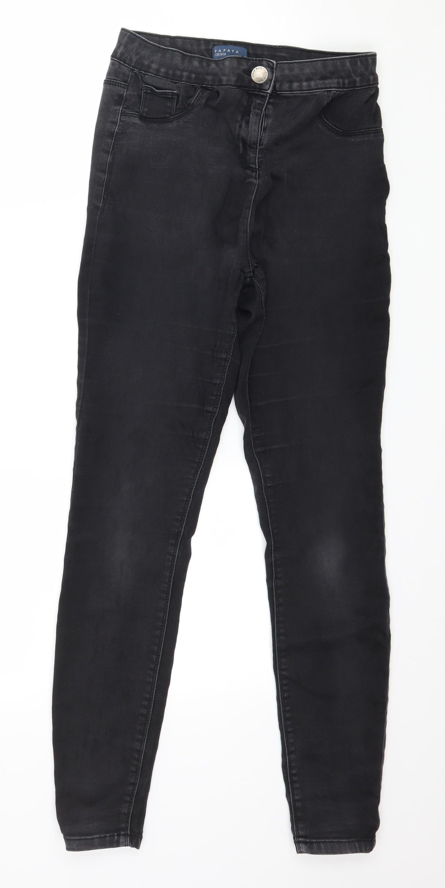 Womens UK Size 10 Papaya Regular Fit Skinny Grey Jeans