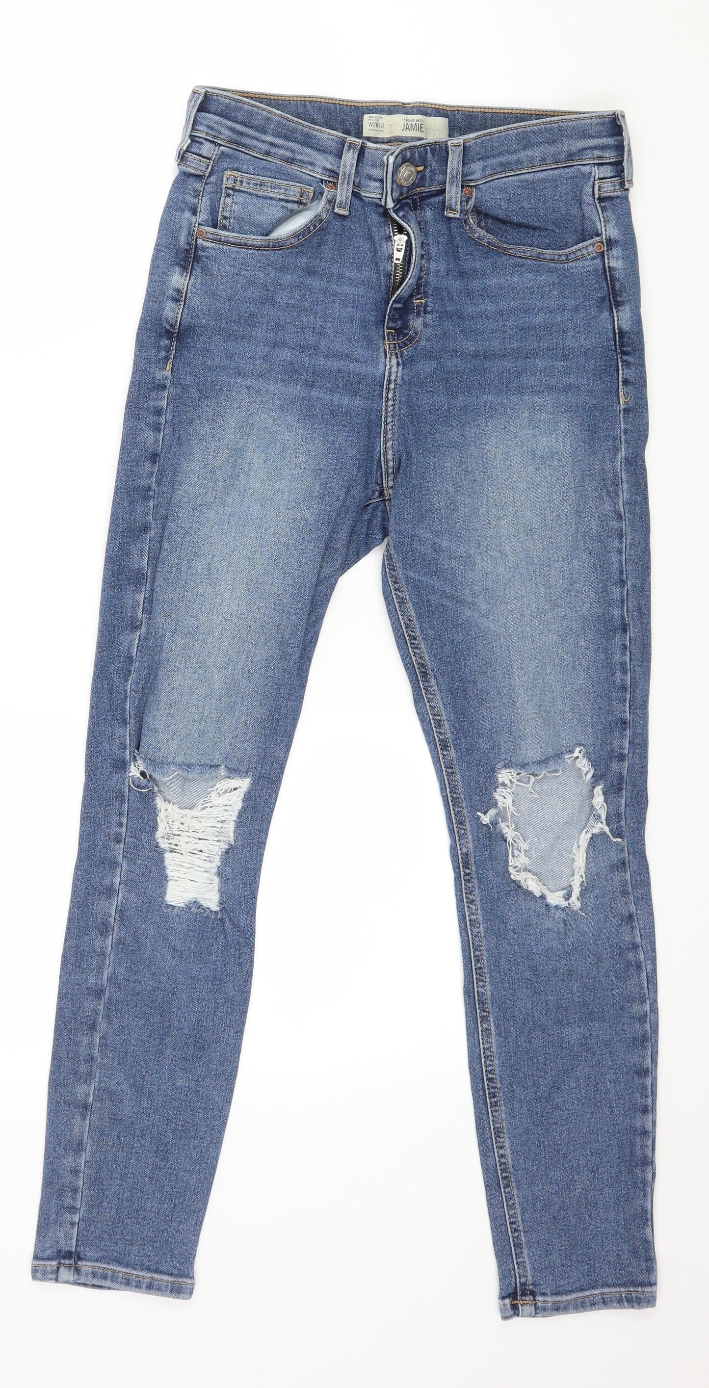 Topshop Womens Blue  Denim Skinny Jeans Size 28 in L30 in