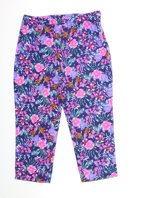 ISLE Womens Blue Floral  Trousers  Size 16 L25 in