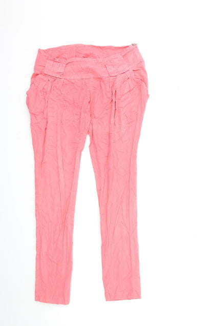 Womens UK Size M Preworn Regular Fit  Pink Trousers
