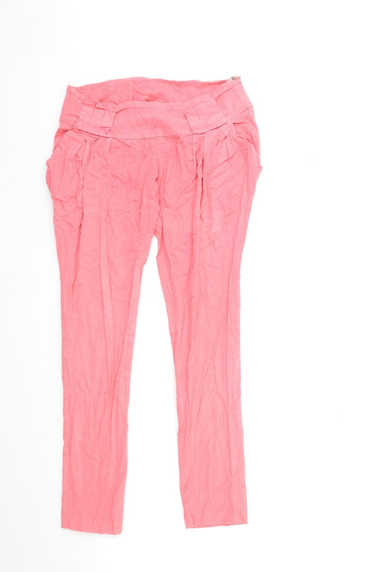 Womens UK Size M Preworn Regular Fit  Pink Trousers