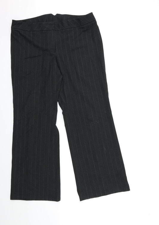 F&F Womens Black Striped  Trousers  Size 16 L29 in