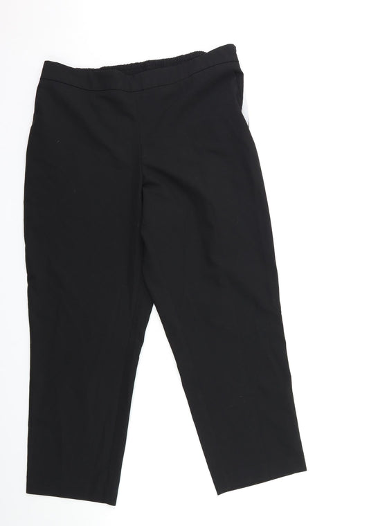 George Womens Black Striped Rayon Trousers  Size 34 in L27 in