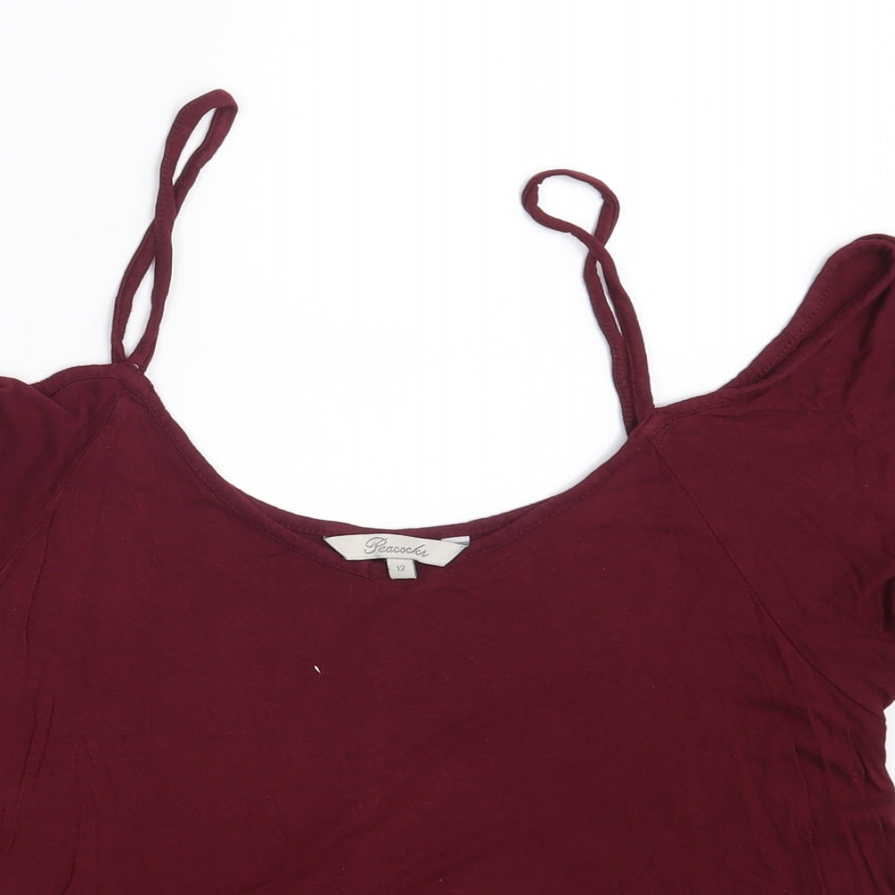 Womens UK Size 12 Peacocks Purple Basic Blouse