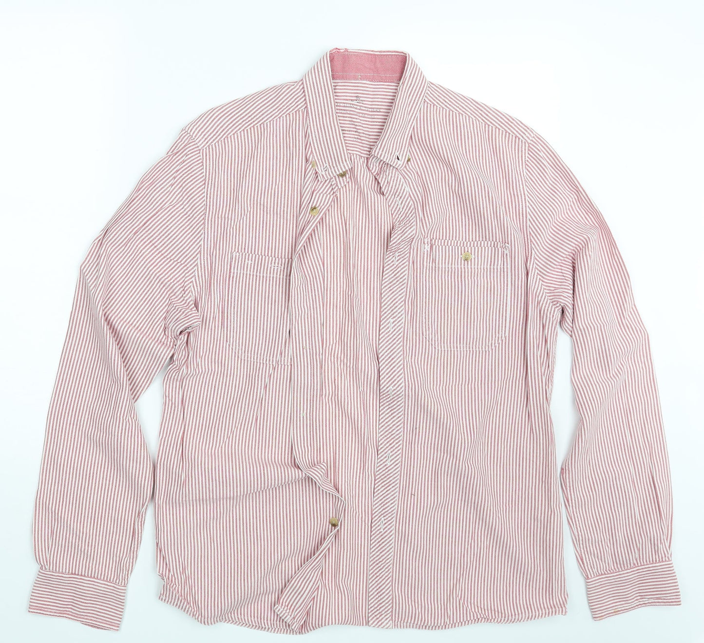 Mens UK Size M Easy Red  Button-Up Long Sleeve Casual Shirt