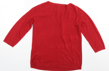 Womens UK Size 12 Love knitwear Red Pullover Jumper