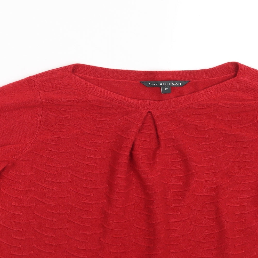 Womens UK Size 12 Love knitwear Red Pullover Jumper