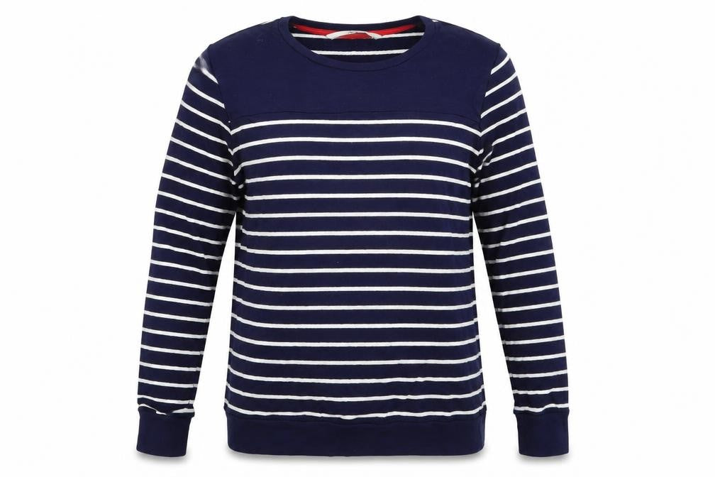 Tu Womens Black Striped  Pullover Sweatshirt Size 10
