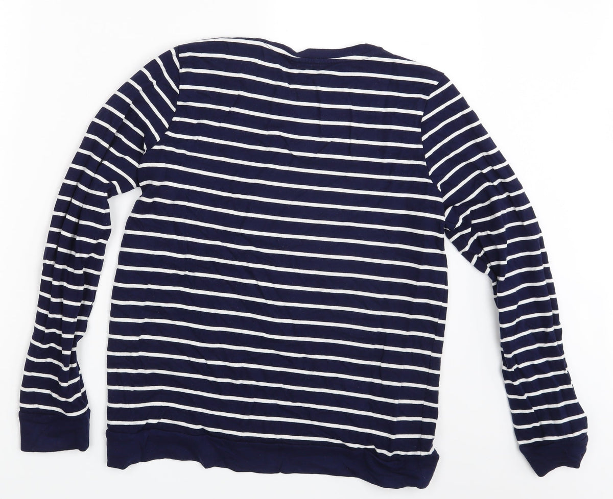 Tu Womens Black Striped  Pullover Sweatshirt Size 10
