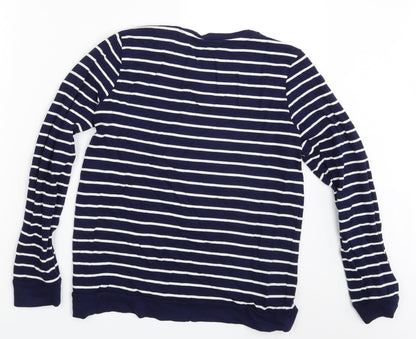 Tu Womens Black Striped  Pullover Sweatshirt Size 10