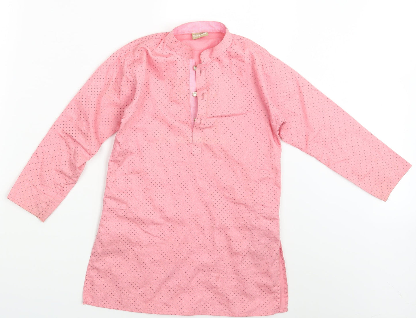 Avera Womens Pink Polka Dot  Basic Button-Up One Size
