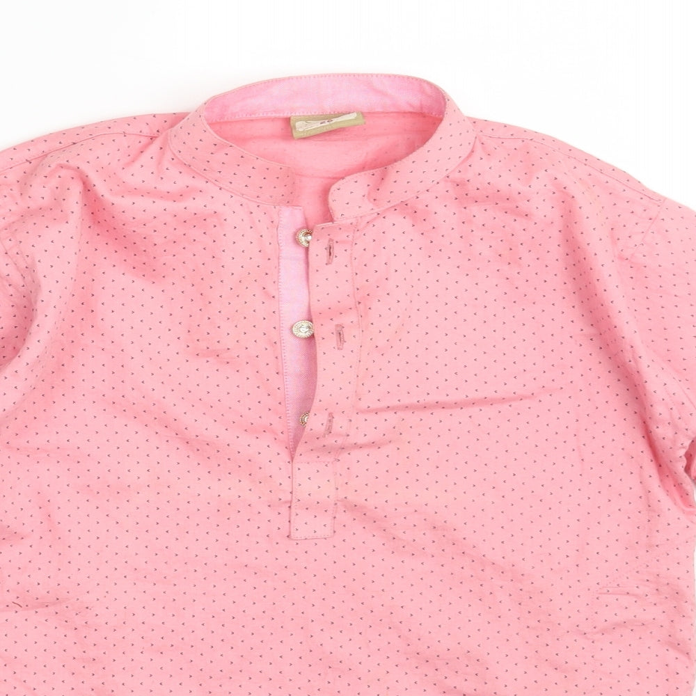 Avera Womens Pink Polka Dot  Basic Button-Up One Size