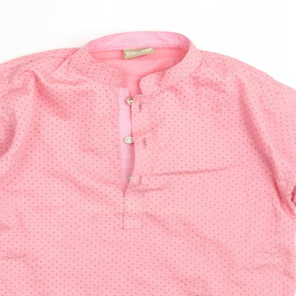 Avera Womens Pink Polka Dot  Basic Button-Up One Size