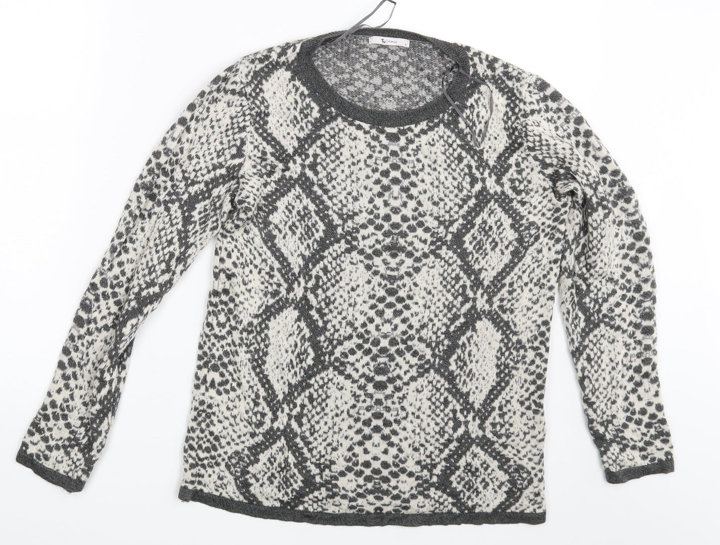 TU Womens Green Argyle/Diamond  Pullover Jumper Size 12