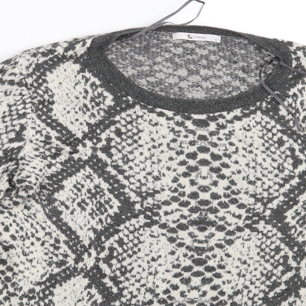 TU Womens Green Argyle/Diamond  Pullover Jumper Size 12