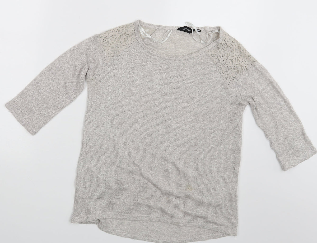 New Look Womens Grey Floral  Pullover Sweatshirt Size 10