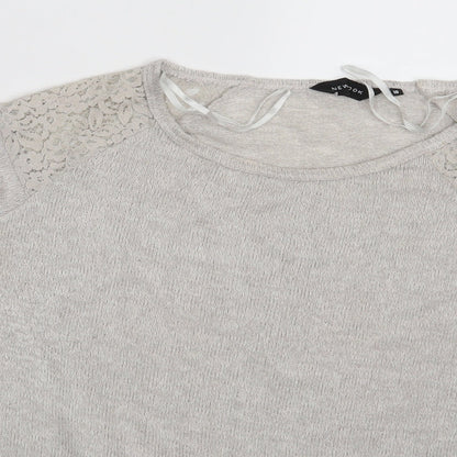 New Look Womens Grey Floral  Pullover Sweatshirt Size 10