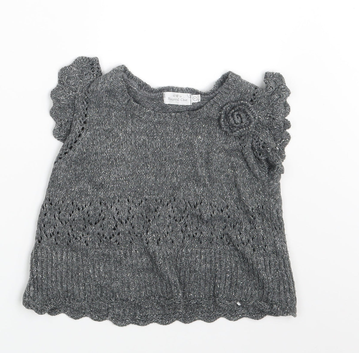 Mayoral Chic Girls Grey   Pullover Jumper Size 6-7 Years