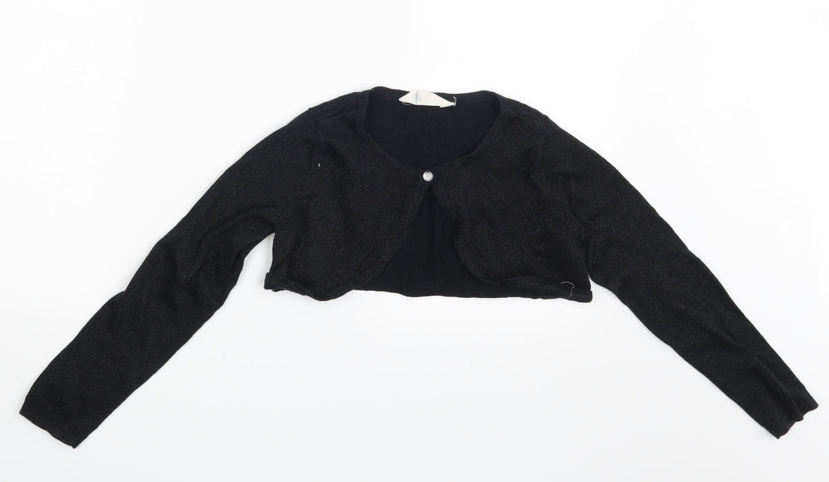 Additional front view of H&M girls’ black basic blouse, size 8-9, years