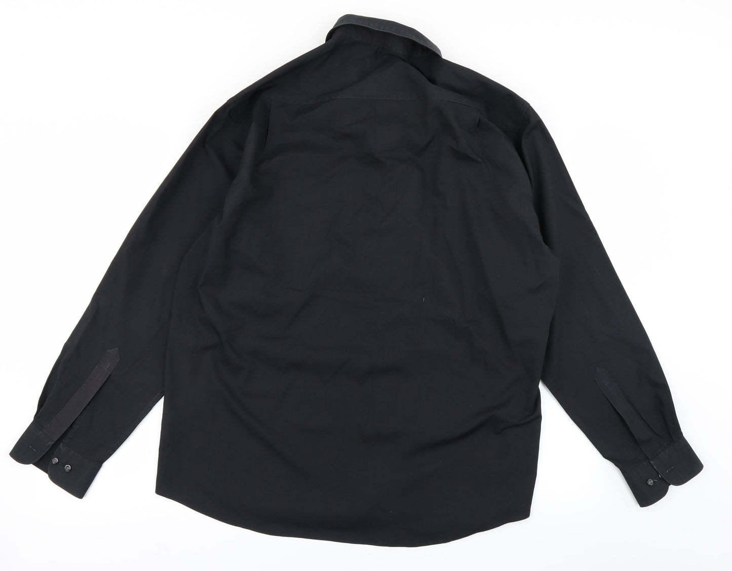 Mens UK Size 16.5 BHS Black  Button-Up Long Sleeve Casual Shirt