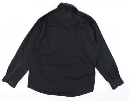 Mens UK Size 16.5 BHS Black  Button-Up Long Sleeve Casual Shirt