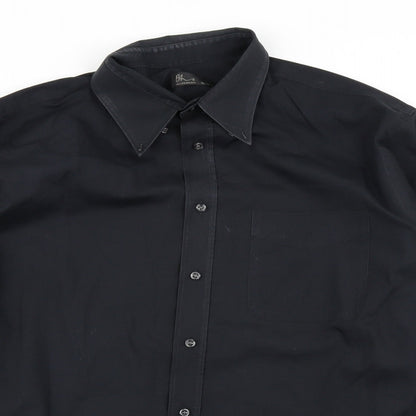 Mens UK Size 16.5 BHS Black  Button-Up Long Sleeve Casual Shirt